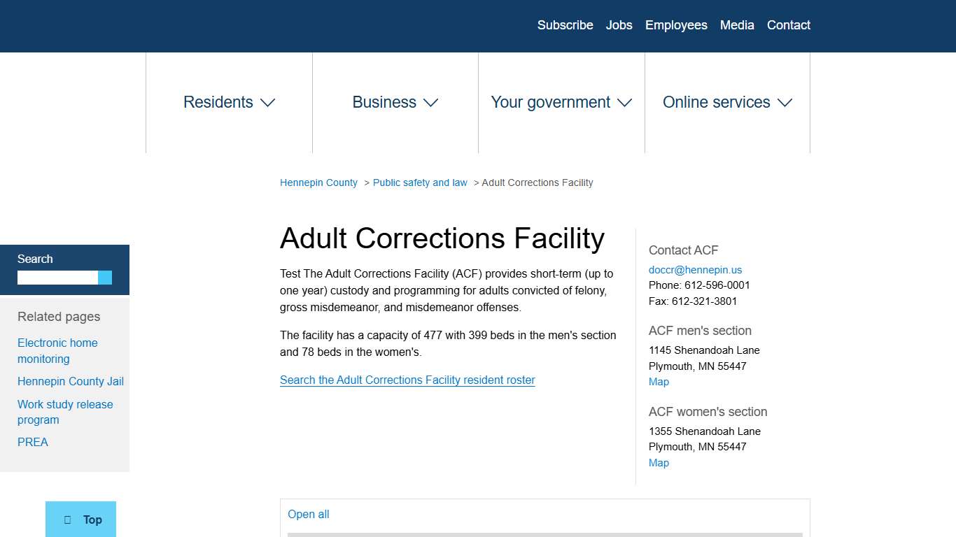 Adult Corrections Facility | Hennepin County